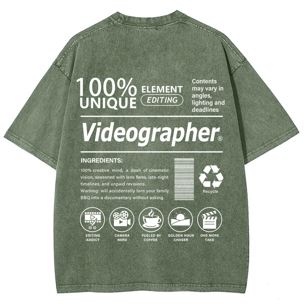 Videographer Unisex Fit Washed T-Shirt