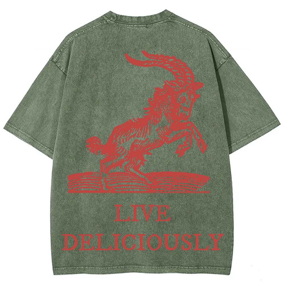 Unisex Vintage Washed The Witch Live Deliciously  T-Shirt