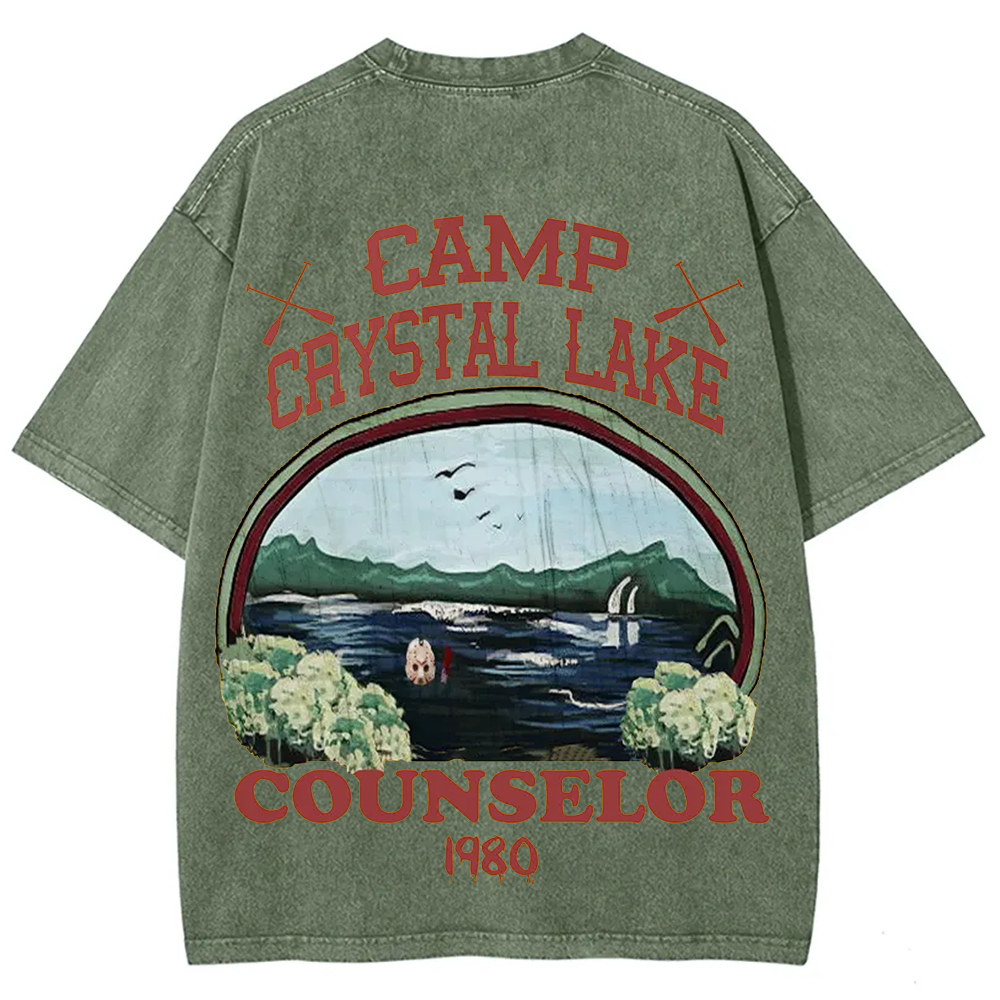 Unisex Camp Crystal Lake Print Crew Neck Casual T-Shirt
