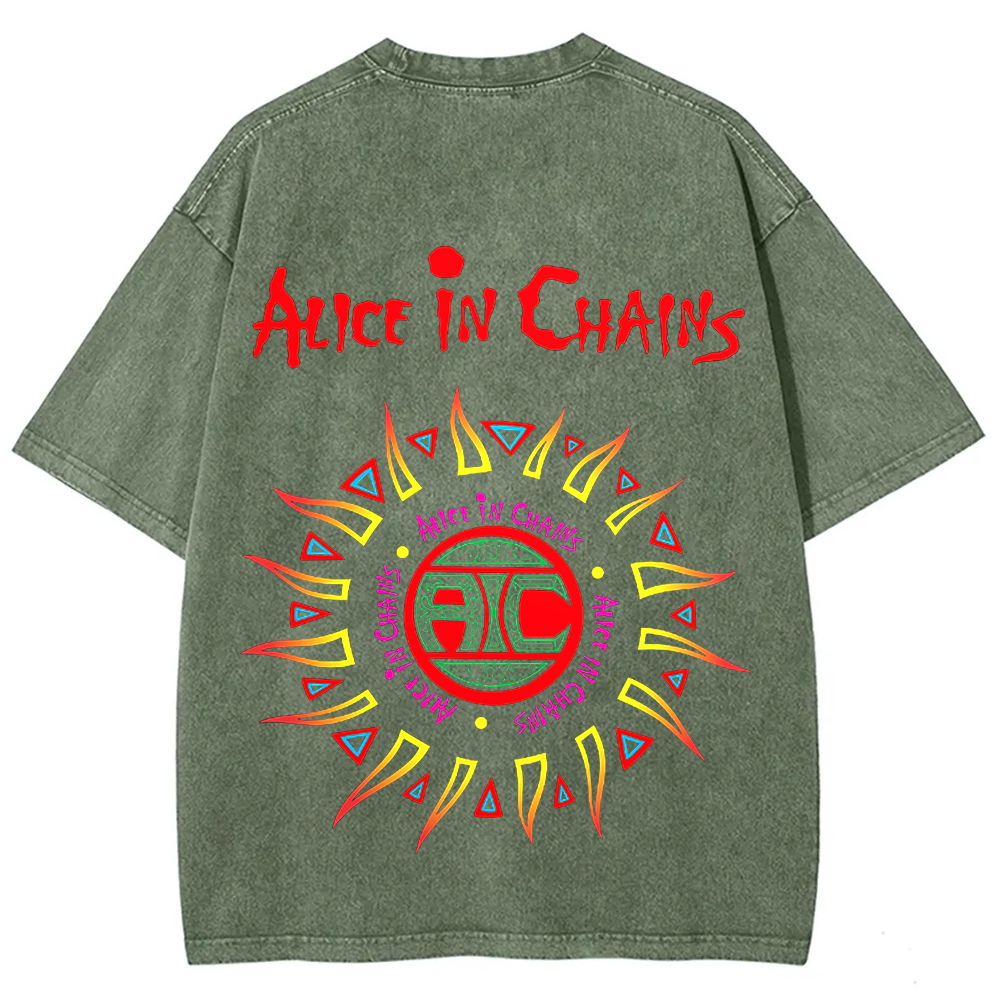  Unisex Vintage Alice in Chains Washed  T-shirt