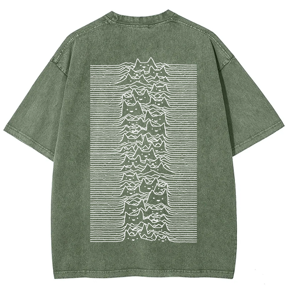 Unisex Vintage Washed Joy division Cat T-shirt