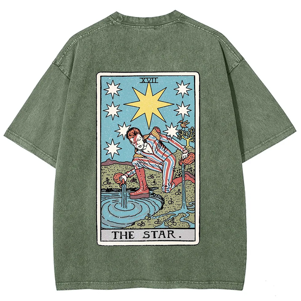 Unisex Vintage Washed The Star David Bowie Tarot Card T-shirt