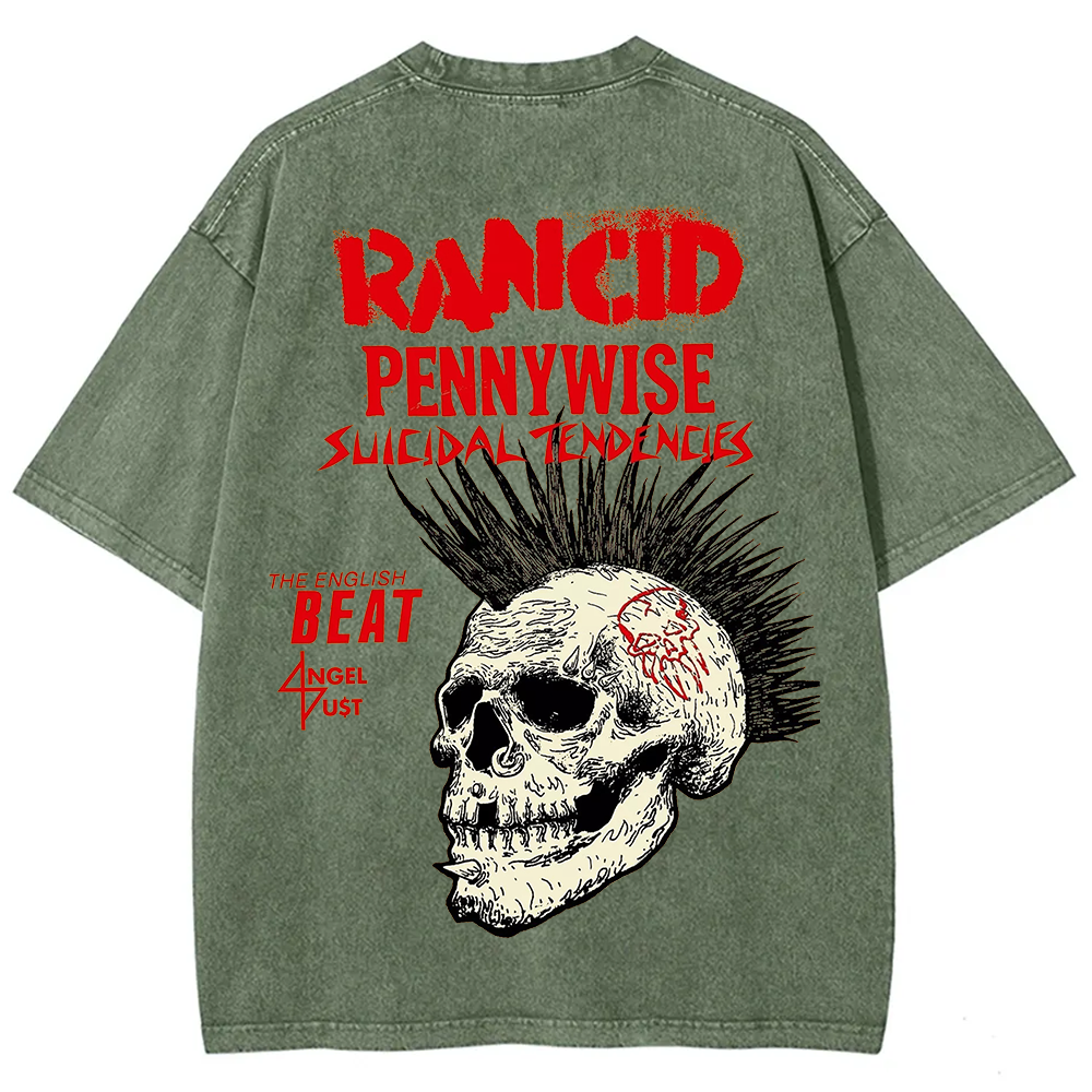 Rancid Skull Print Casua T-Shirt
