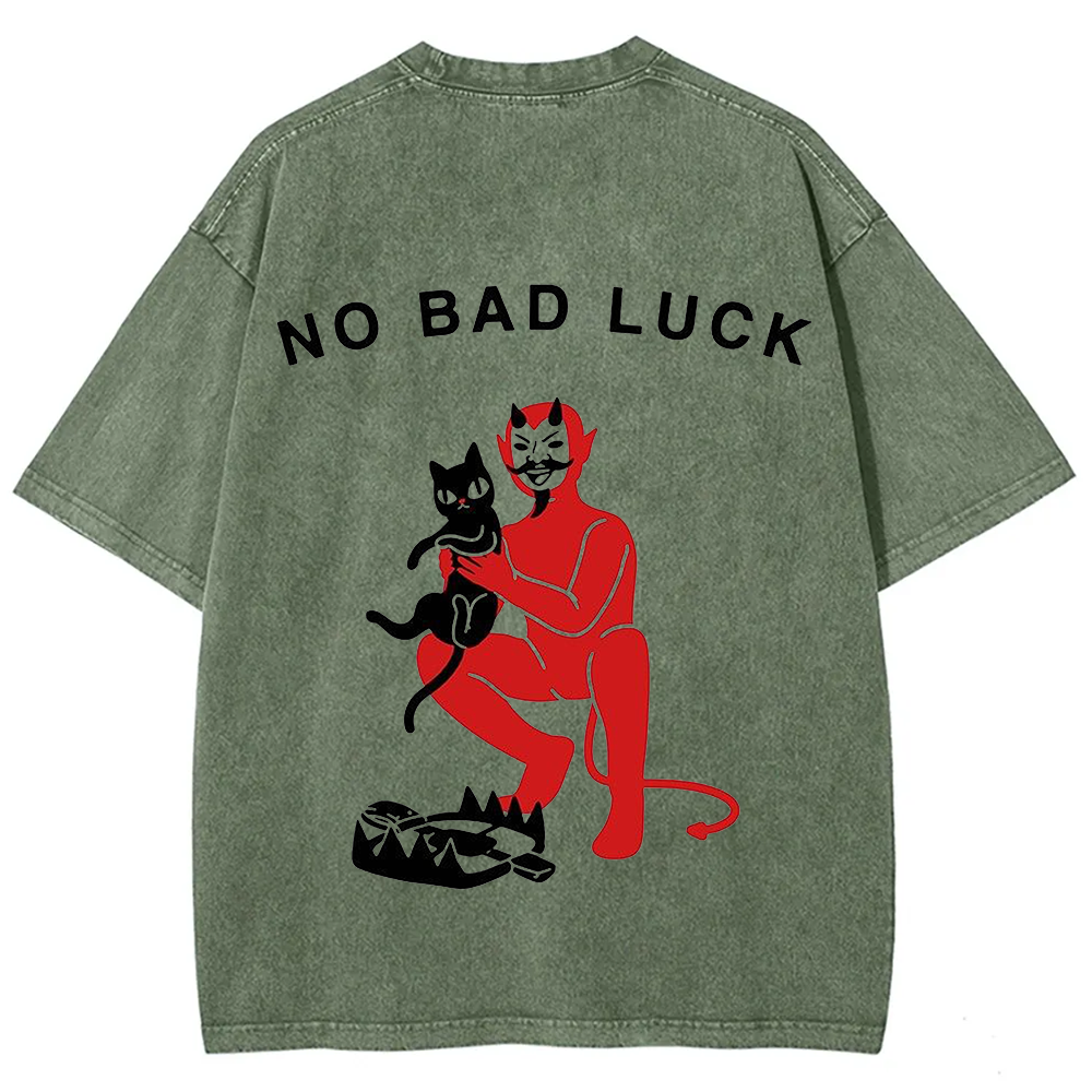 Unisex Cat No Bad Luck Print T-Shirt