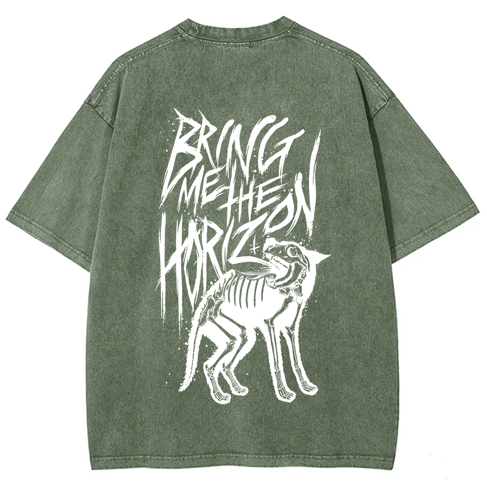Unisex Vintage Washed Bring Me the Horizon Rock Band T-Shirt