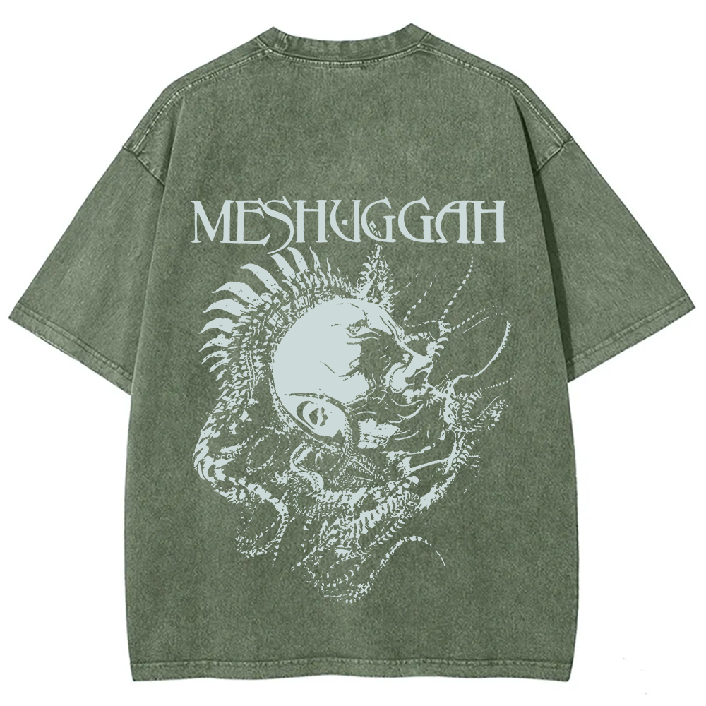 Unisex Vintage Washed Meshuggah Metal Band T-Shirt