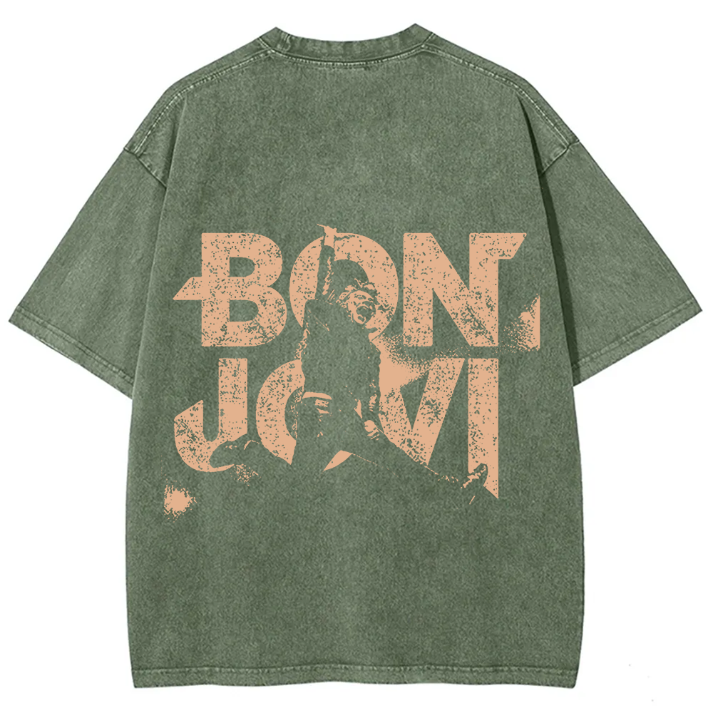 Unisex Vintage Washed Bon Jovi T-Shirt