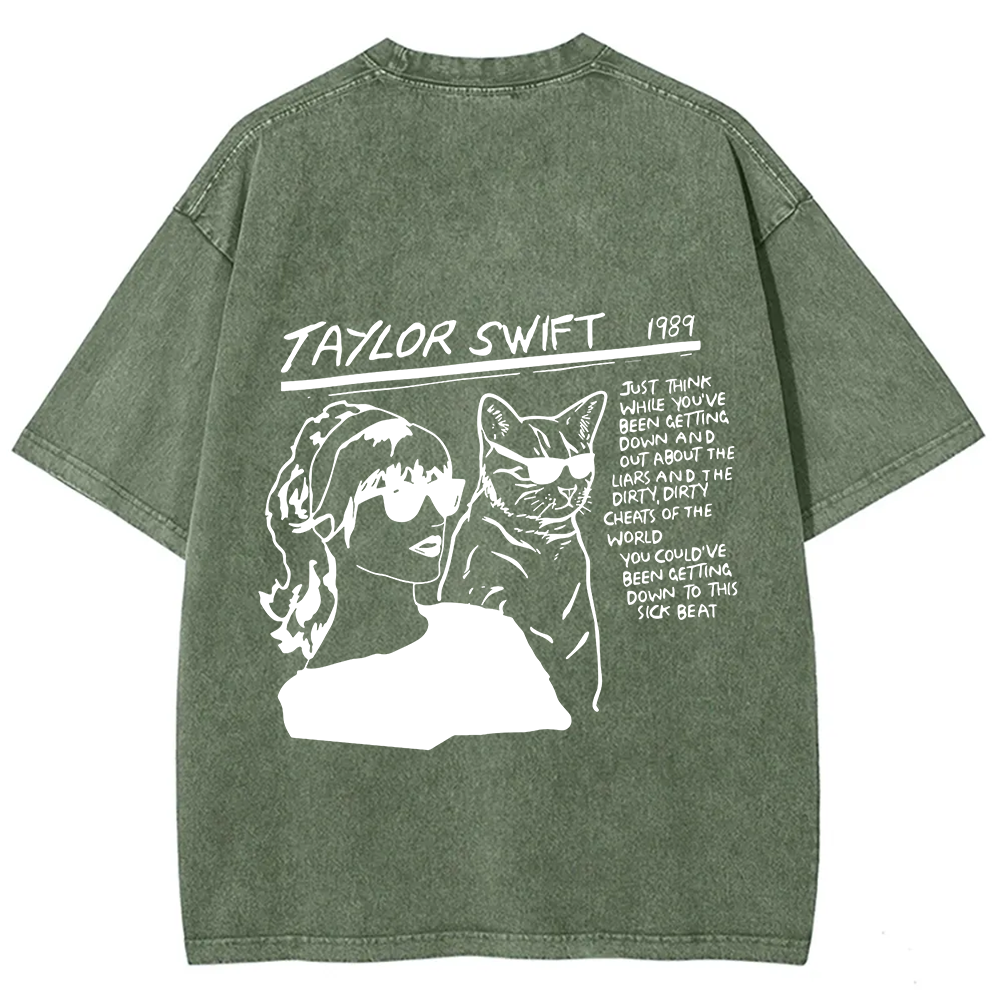 Unisex Casual Taylor Swift Singer Cat Printed T-Shirt