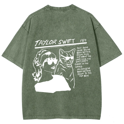 Unisex Casual Taylor Swift Singer Cat Printed T-Shirt