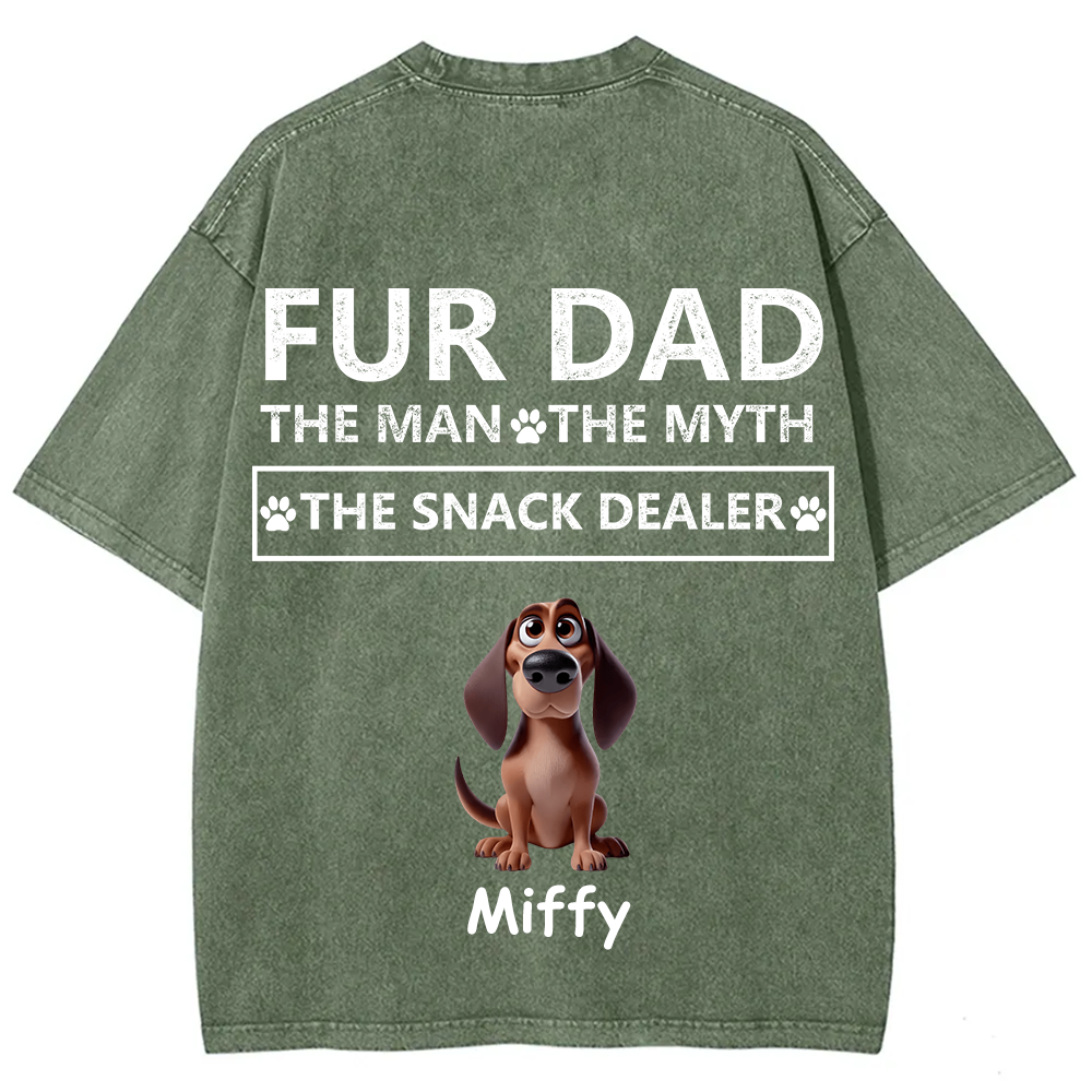 Fur Dad The Man The Myth The Snack Dealer - Personalized Custom Unisex  Washed T-shirt