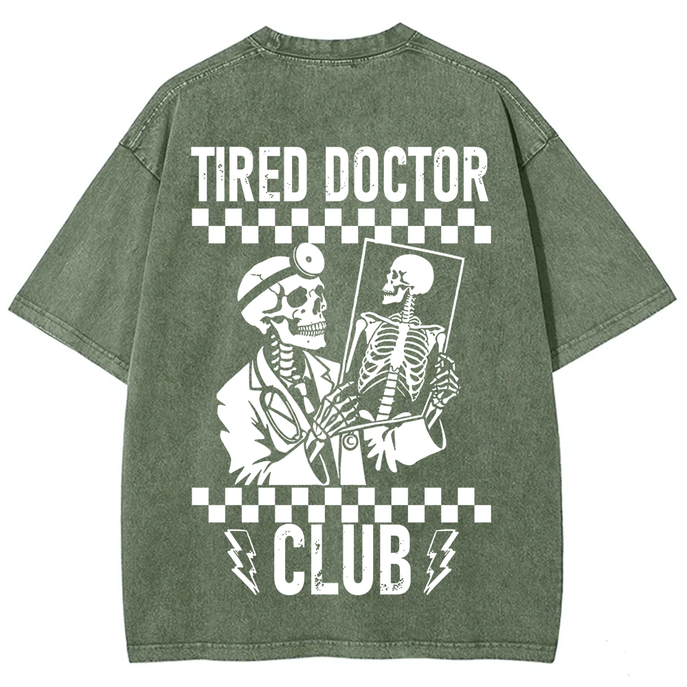 Tired Doctor Club Unisex Fit Washed T-Shirt