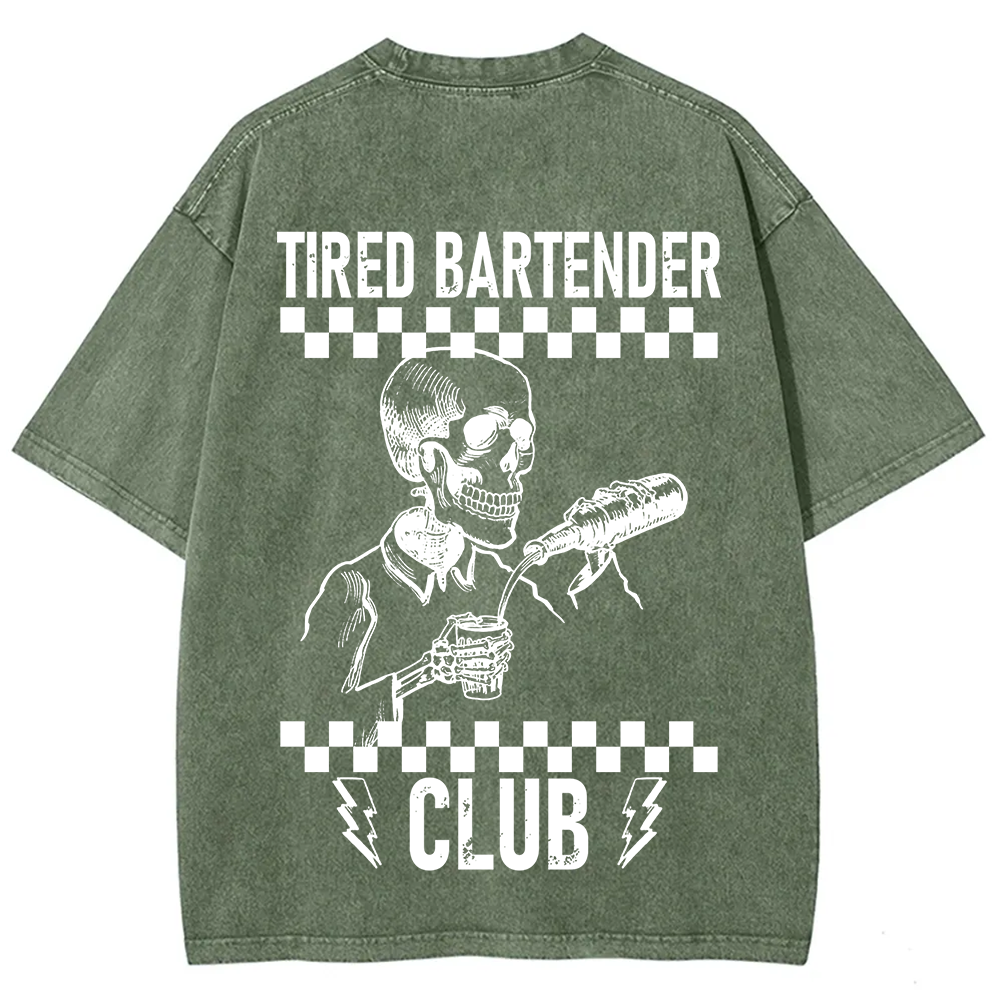 Tired Bartender Club Unisex Fit Washed T-Shirt?