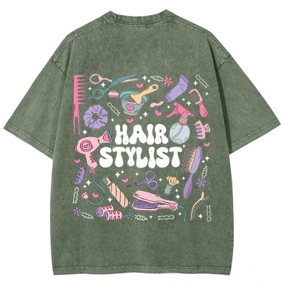 Hair Stylist Unisex Fit Washed T-Shirt