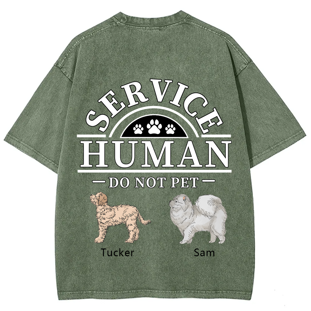 Service Human, Do Not Pet 2 - Personalized Custom Unisex Fit Washed T-Shirt wearishow