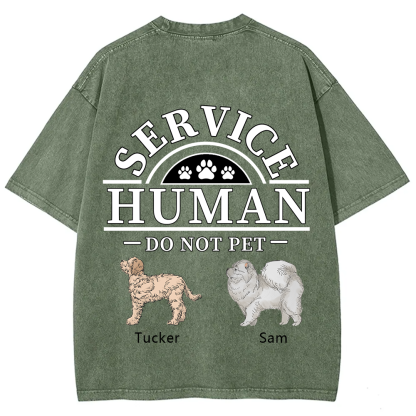 Service Human, Do Not Pet 2 - Personalized Custom Unisex Fit Washed T-Shirt wearishow