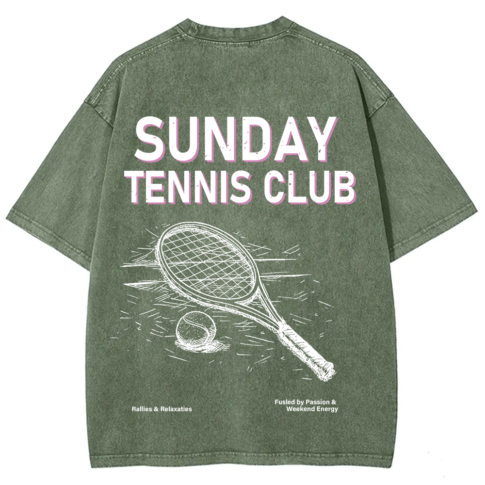 Sunday Tennis Club Unisex Fit Washed T-Shirt