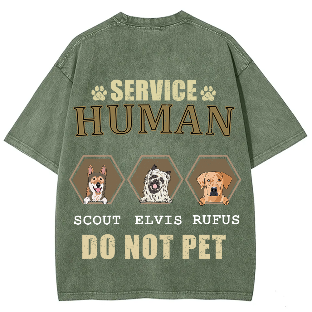 Service Human, Do Not Pet 4 - Personalized Custom Unisex Fit Washed T-Shirt wearishow