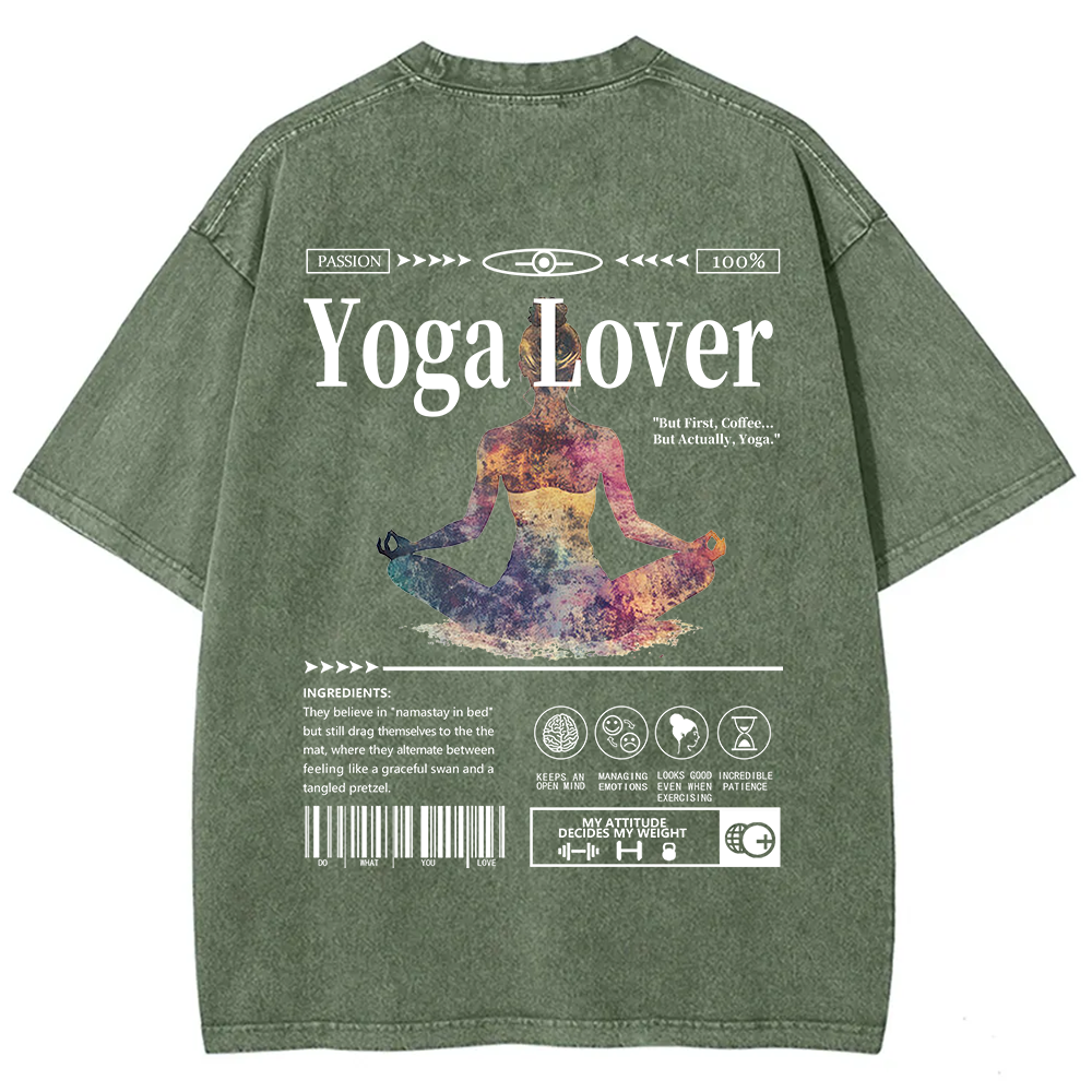 Yoga Lover Casual Washed T-Shirt