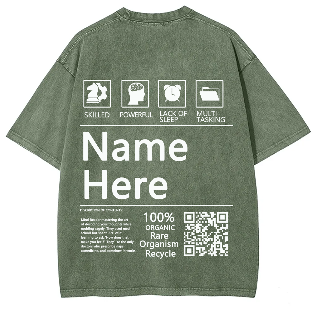QR Code Customized Unisex Fit Washed T-Shirt