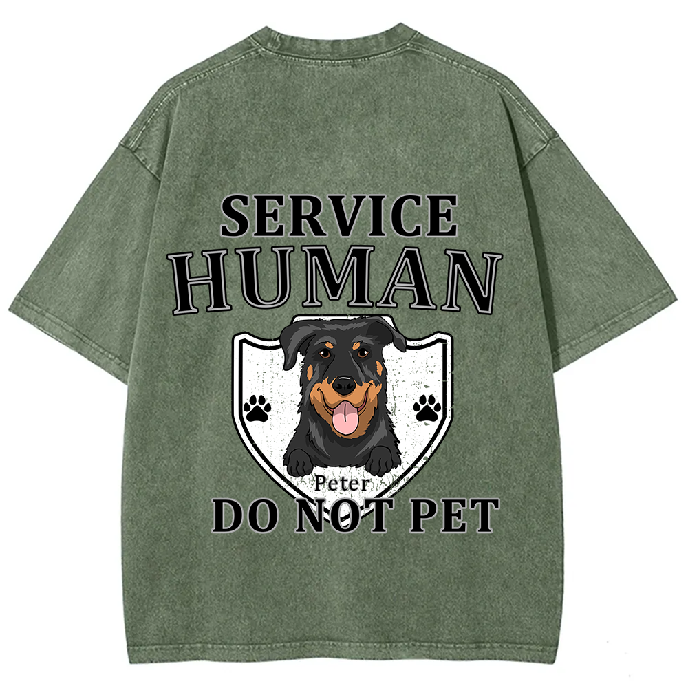 Service Human, Do Not Pet 10 - Personalized Custom Unisex Fit Washed T-Shirt wearishow