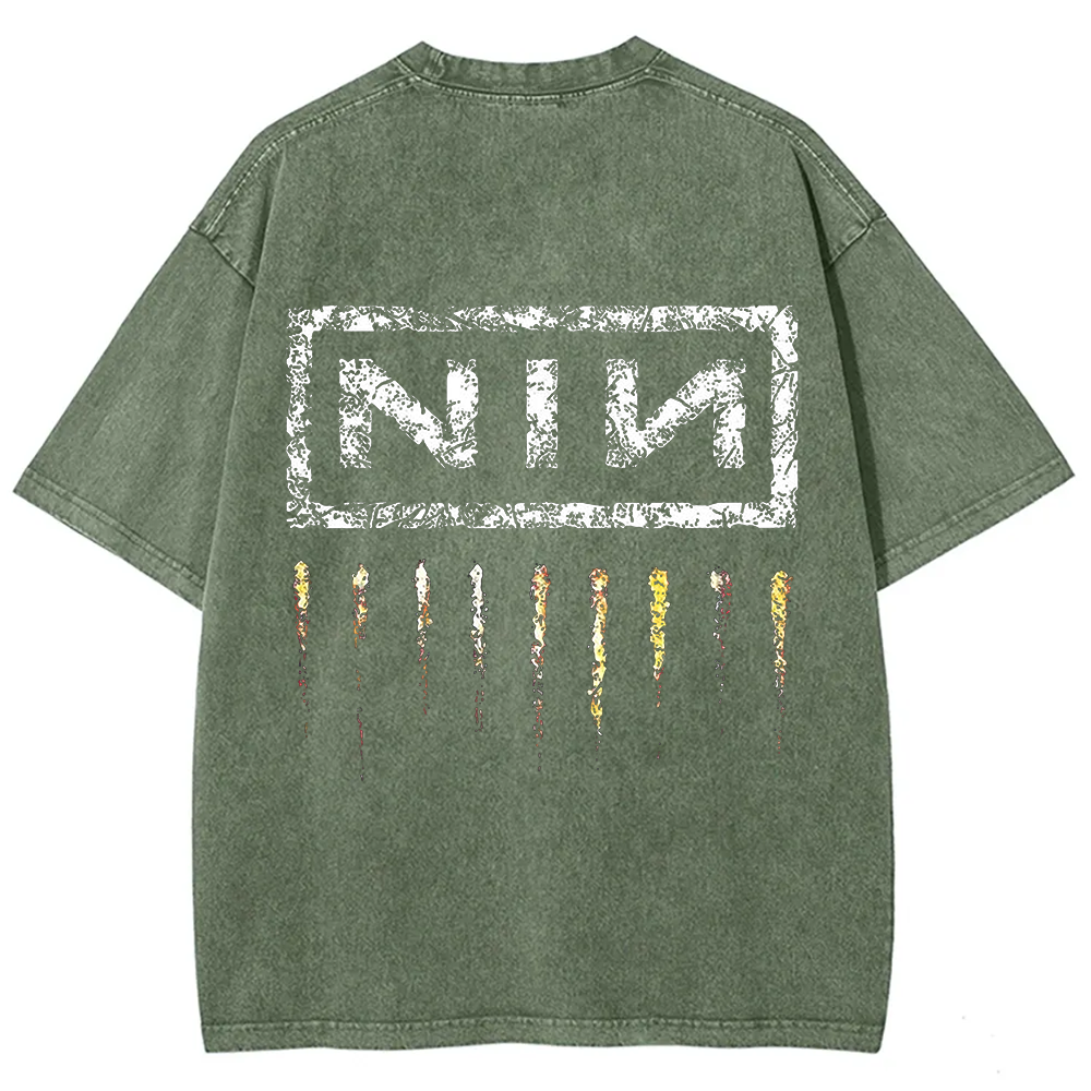 Unisex Vintage Washed Nine Inch Nails Band t-Shirt