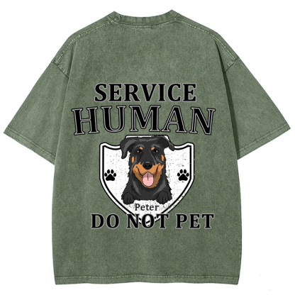 Service Human, Do Not Pet 10 - Personalized Custom Unisex Fit Washed T-Shirt wearishow