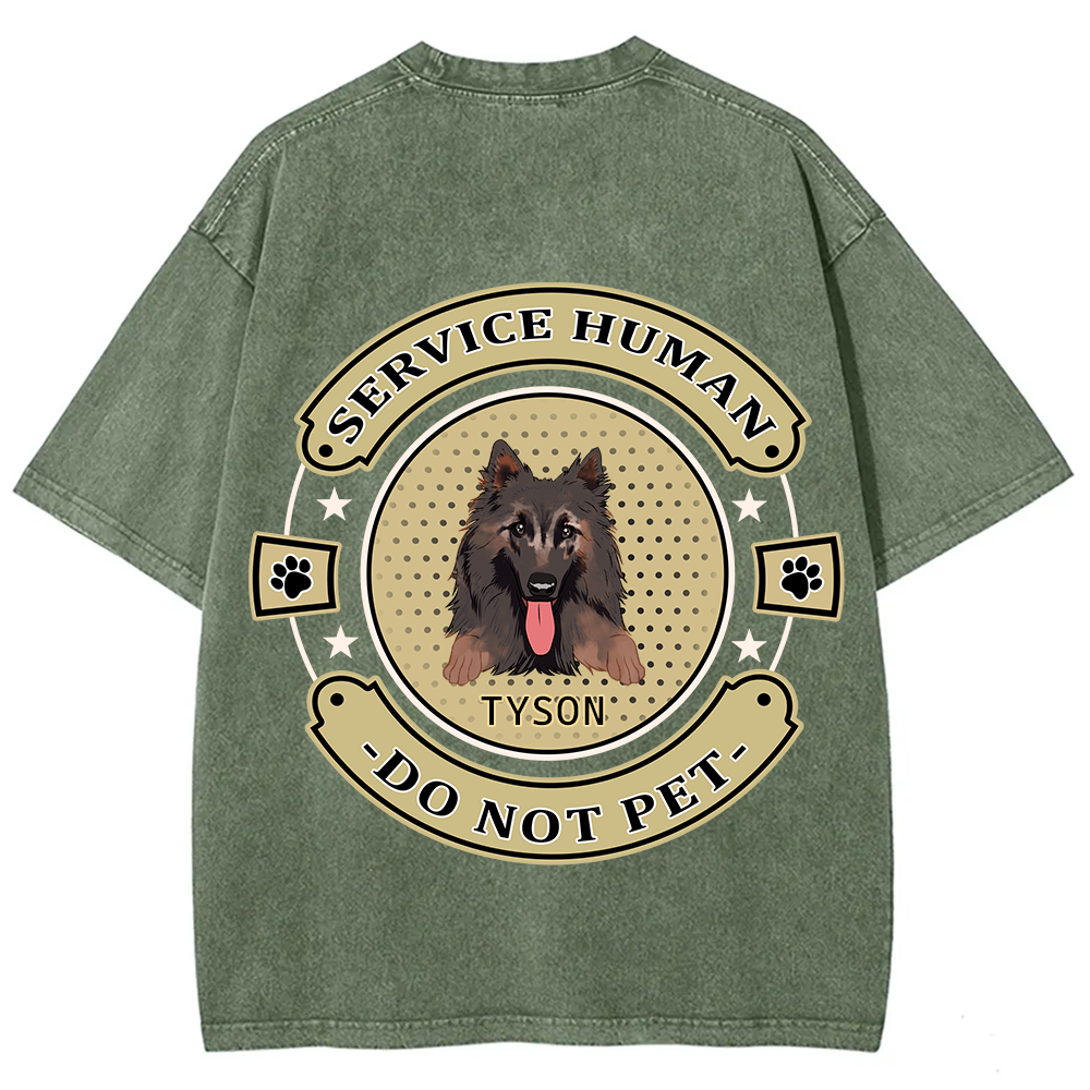 Service Human, Do Not Pet 14- Personalized Custom Unisex Fit Washed T-Shirt wearishow