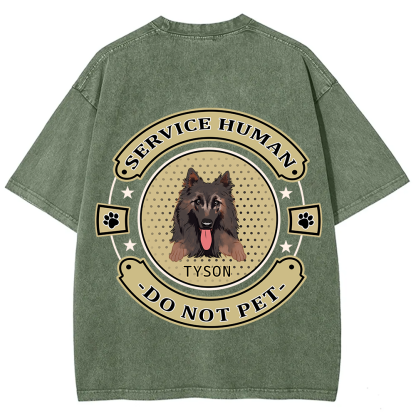 Service Human, Do Not Pet 14- Personalized Custom Unisex Fit Washed T-Shirt wearishow