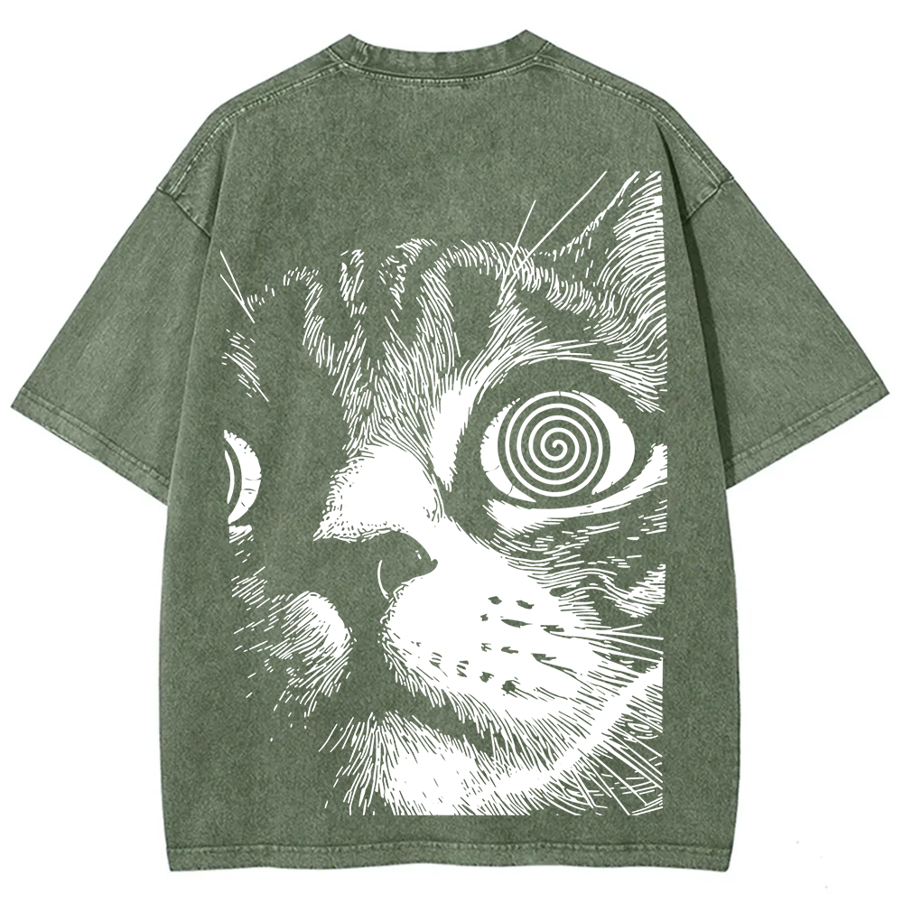 Psychedelic Cat Graphic Print t-Shirt
