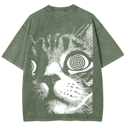 Psychedelic Cat Graphic Print t-Shirt