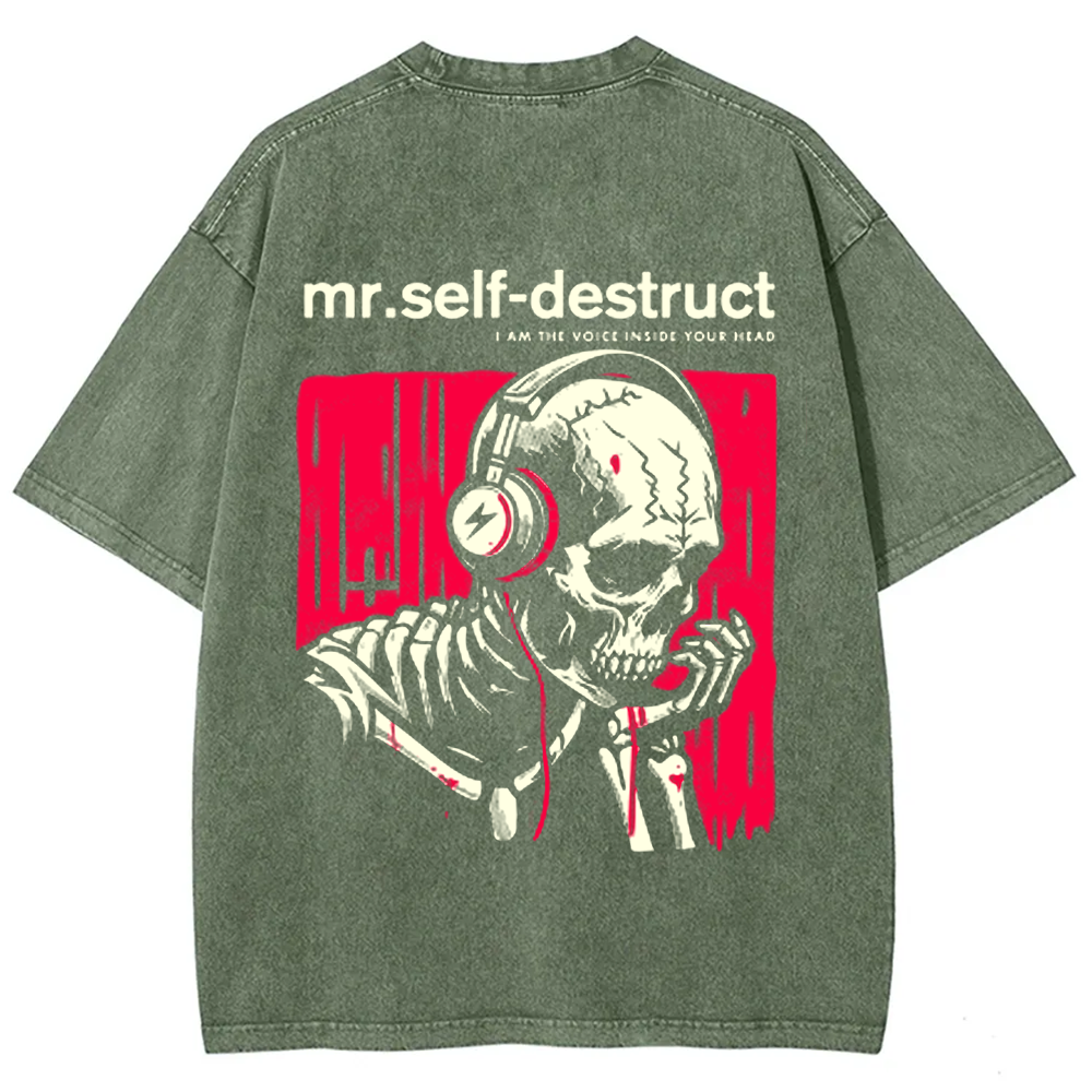 Unisex Washed Nine Inch Nails Mr Self Destruct Music t-Shirt