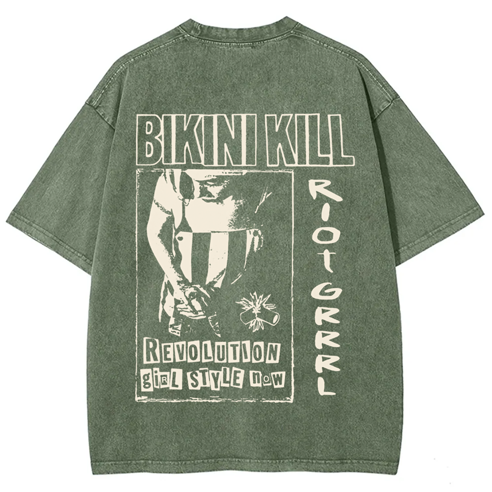 Unisex Vintage Washed Bikini Kill Rock Band t-Shirt