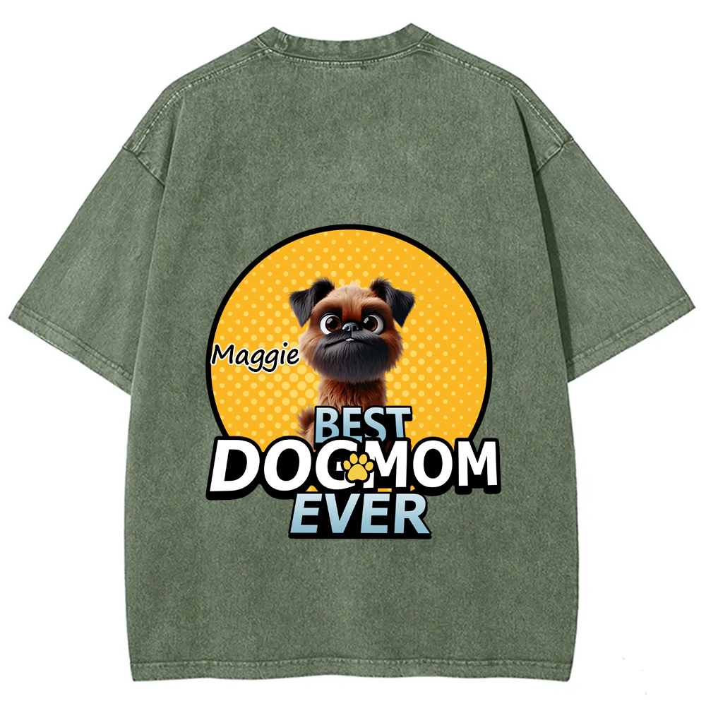 Best Dog Mom For Furry Kid - Personalized Custom Unisex Fit Washed T-Shirt wearishow