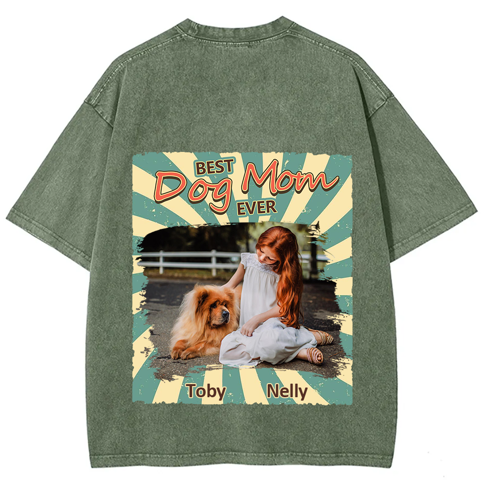 Retro Funny Dog Shirt Photo- Personalized Custom Unisex Fit Washed T-Shirt wearishow