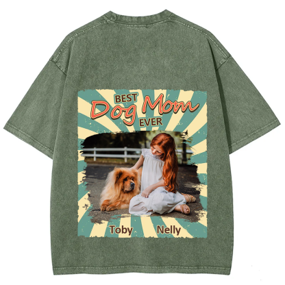 Retro Funny Dog Shirt Photo- Personalized Custom Unisex Fit Washed T-Shirt wearishow