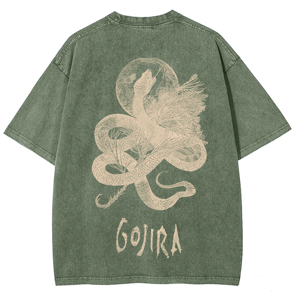 Unisex Vintage Washed Gojira Heavy Metal Band t-Shirt