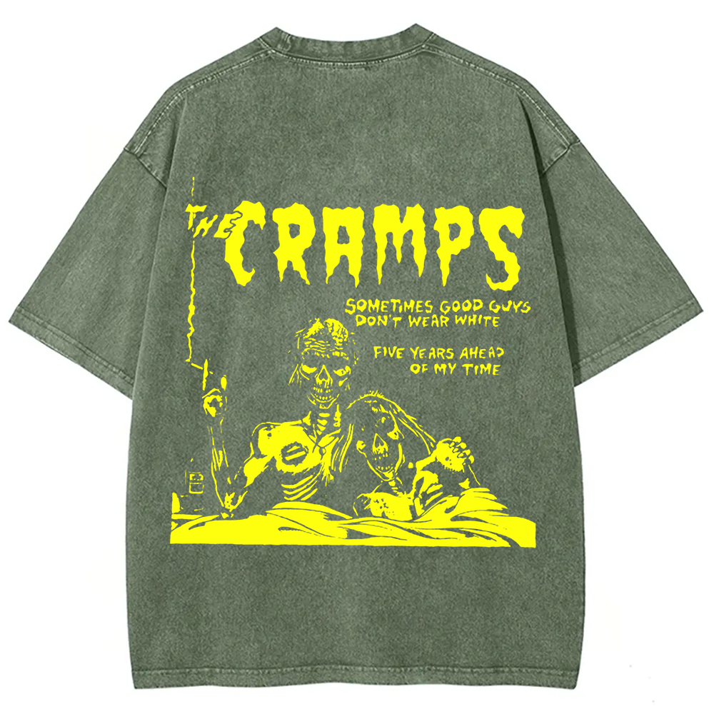 Unisex Vintage Washed The Cramps Rock Band t-Shirt