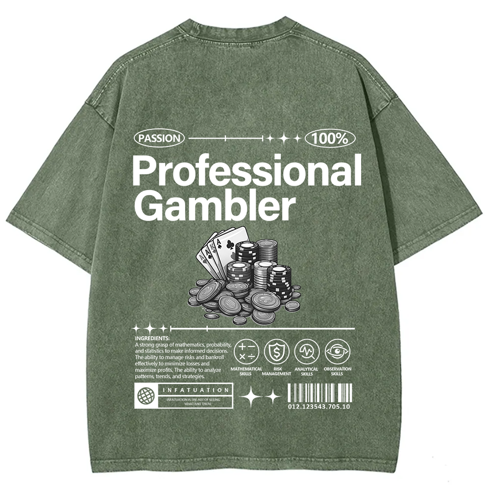 Professional Gambler Unisex Fit Washed T-Shirt