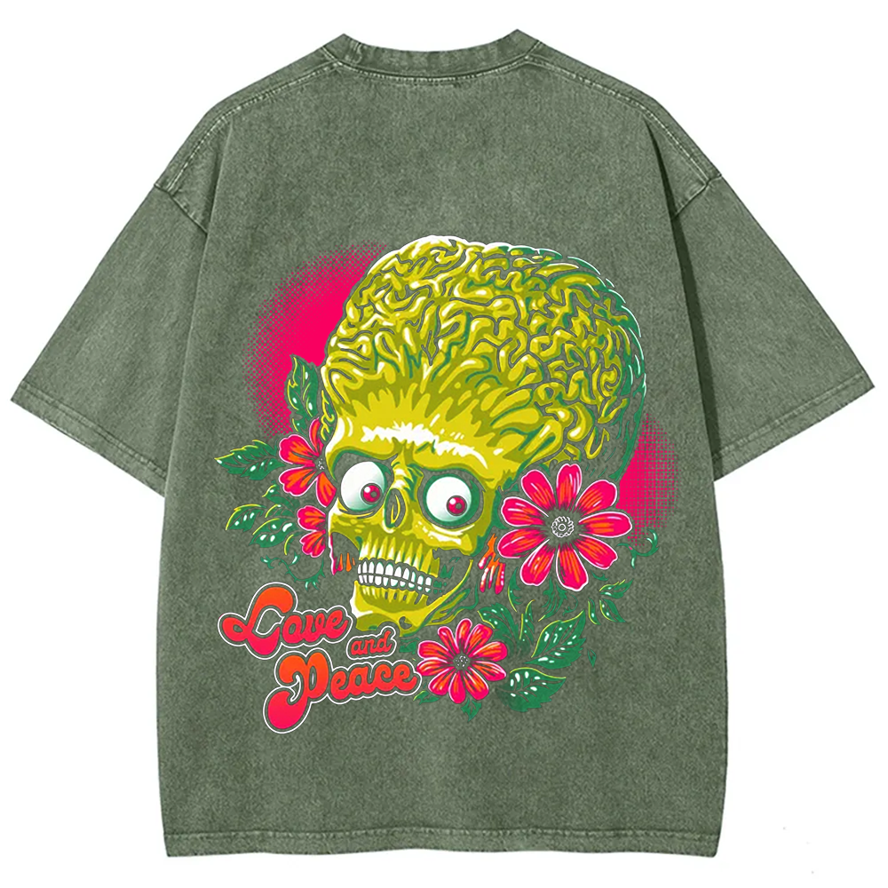 Unisex Vintage Washed  Love and Peace  t-Shirt