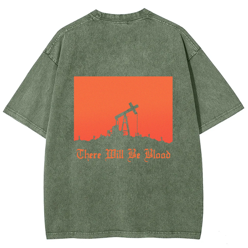 Unisex Vintage Washed  There will be blood， western movie t-Shirt