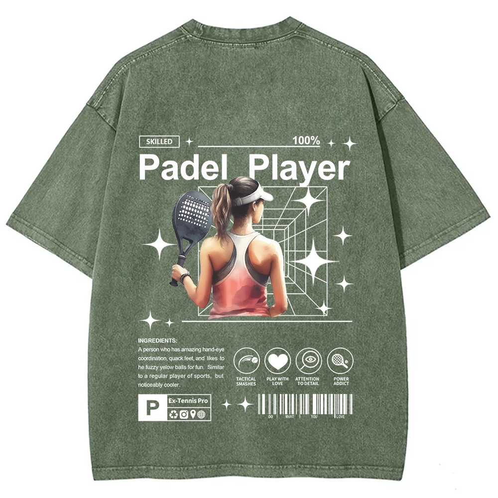 Padel Player Unisex Fit Washed T-Shirt