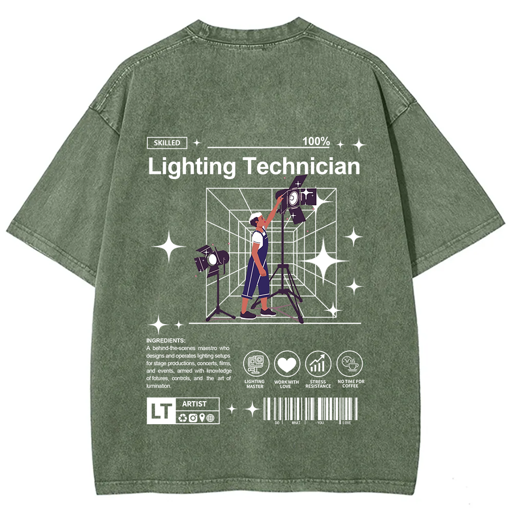 Lighting Technician Unisex Fit Washed T-Shirt