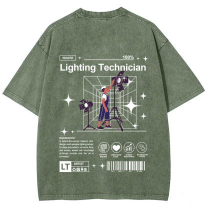 Lighting Technician Unisex Fit Washed T-Shirt