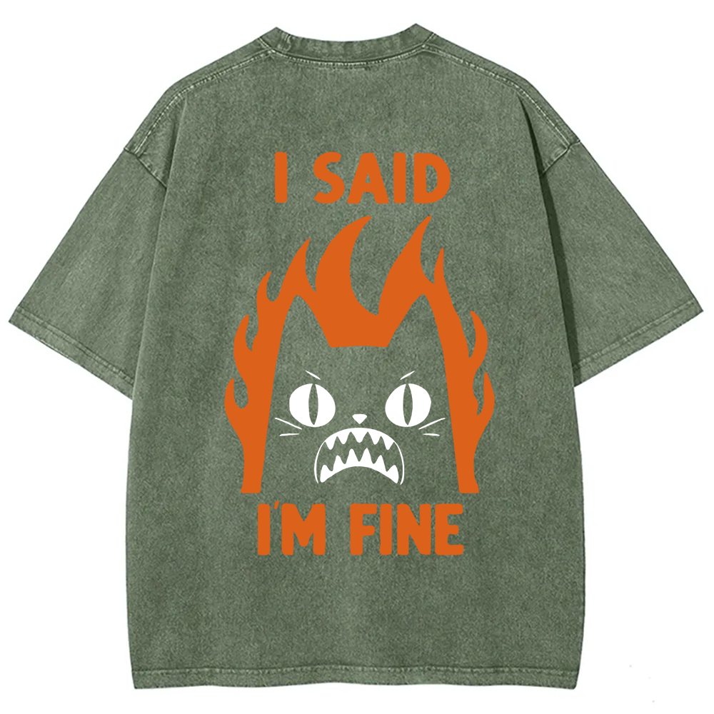 Unisex Vintage I am Fine Cat t-Shirt