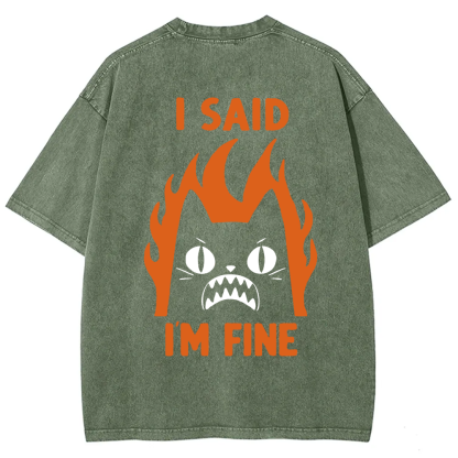 Unisex Vintage I am Fine Cat t-Shirt