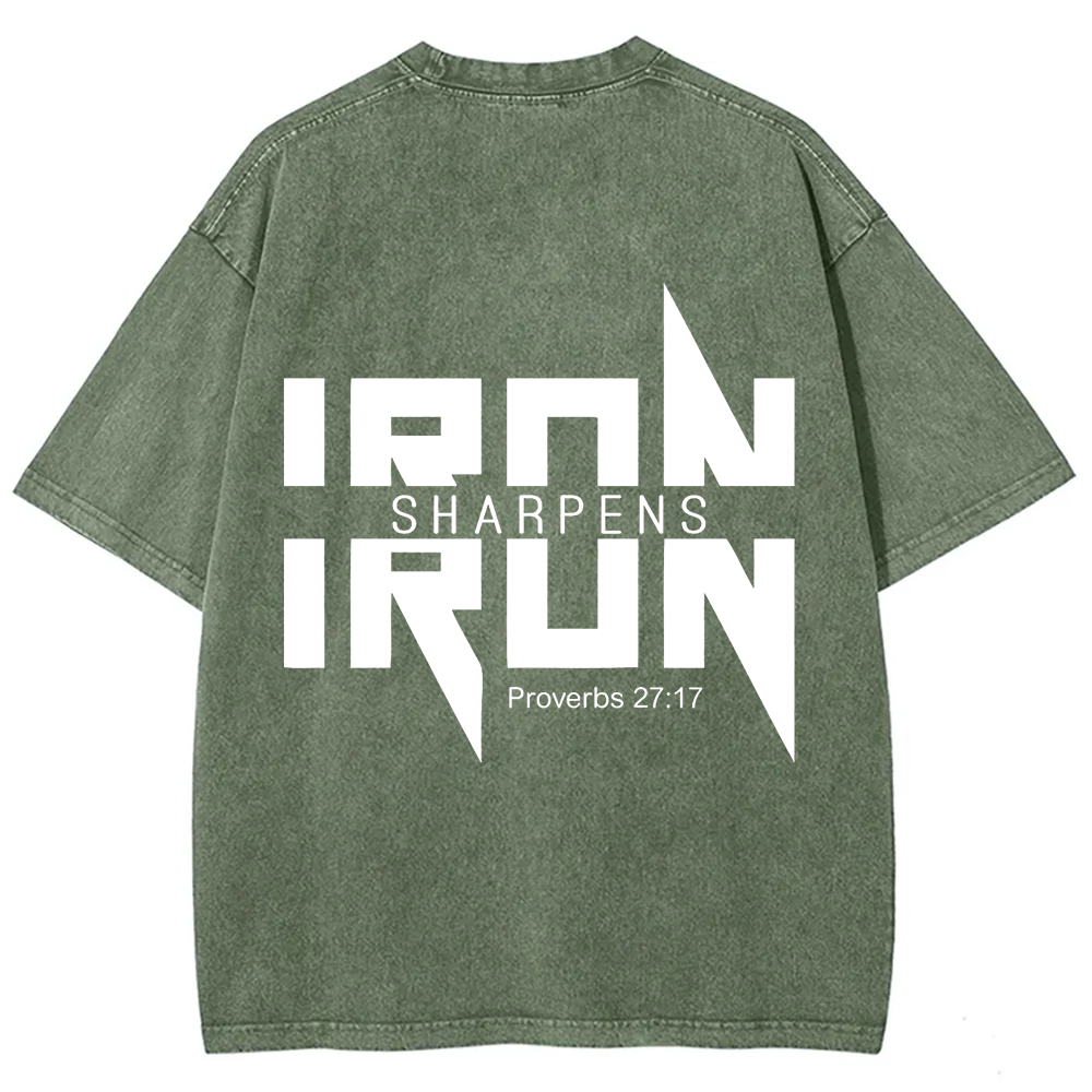 Iron Sharpens Iron Christian Unisex Fit Washed T-Shirt