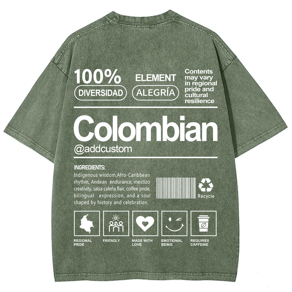 Colombian Addcustom Unisex Fit  Washed T-Shirt