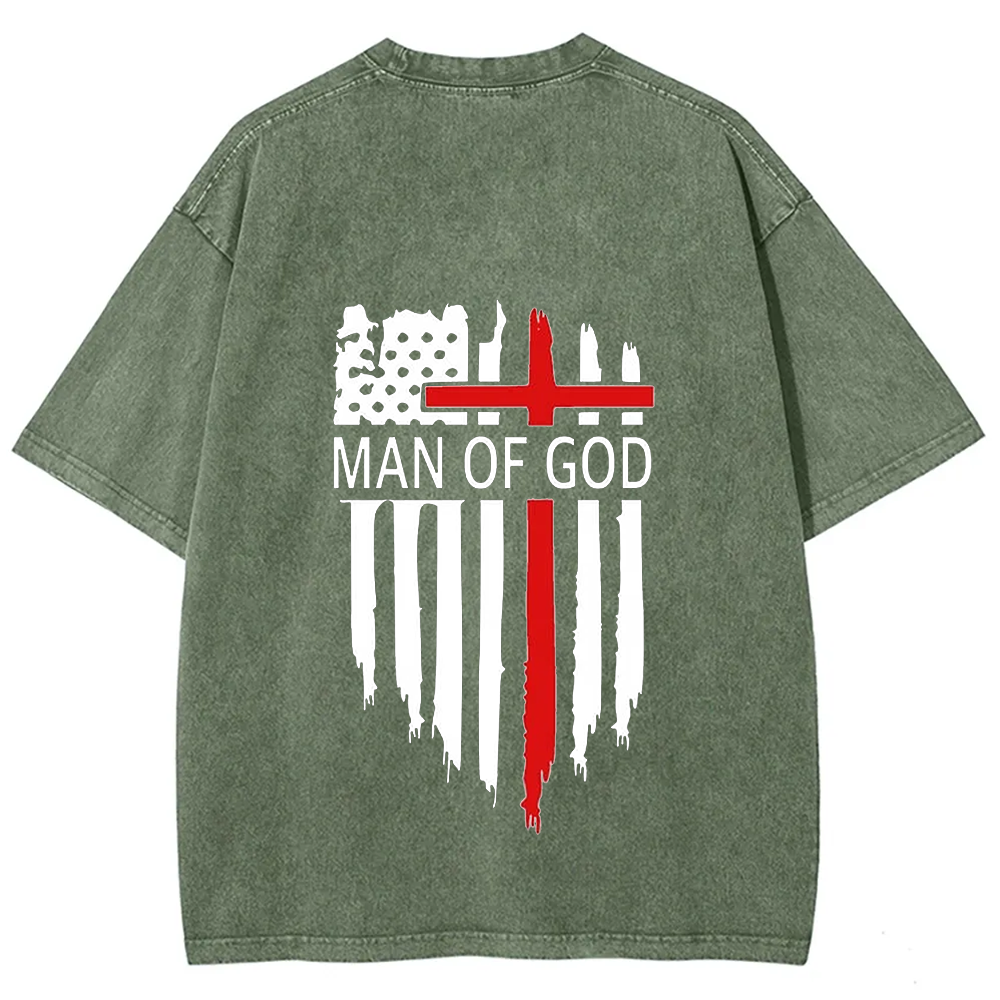 Man Of God Chrsitian Unisex Fit Washed T-Shirt