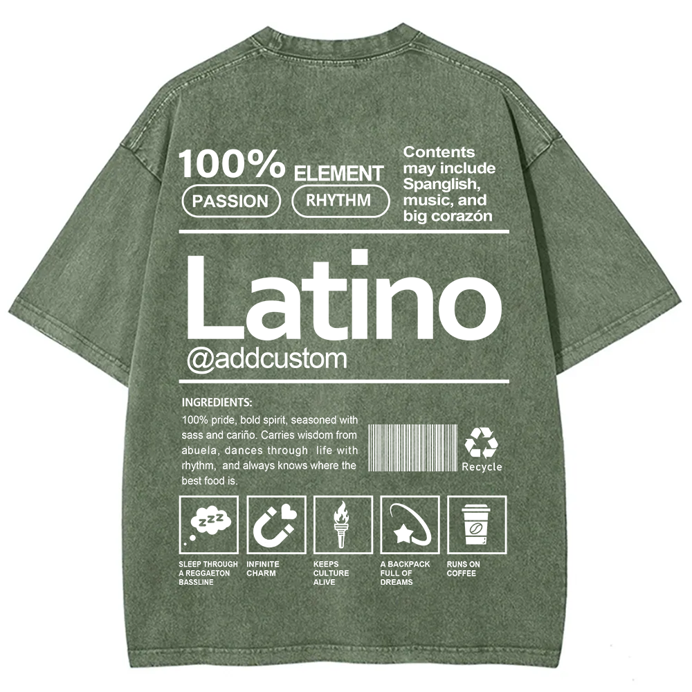 Latino Addcustom Unisex Fit  Washed T-Shirt