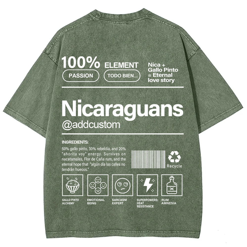 Nicaraguans Addcustom Unisex Fit  Washed T-Shirt